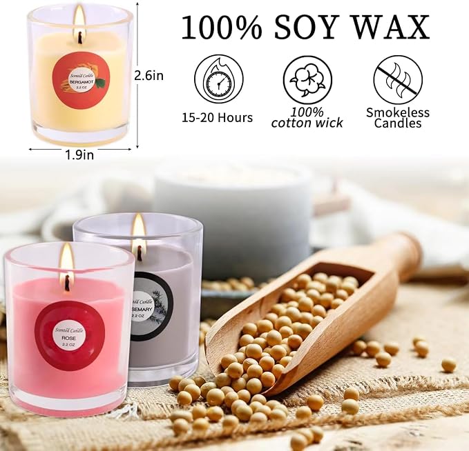 YOROXRG Scented Candles, Strawberry, Aromatherapy Candles, Soy Wax Glass Jar - Image 6