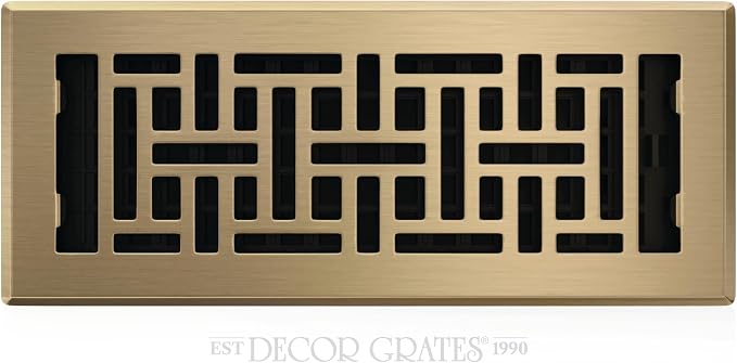 Decor Grates AJH412-A Oriental Floor Register, 4x12 Inches, Antique Brass Finish by DecorGrates