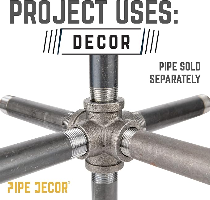 PIPE DECOR 6-Way Fitting, 3/4 Inch, Shelving and Standard 3/4 Inch Plumbing Pipe - Image 6