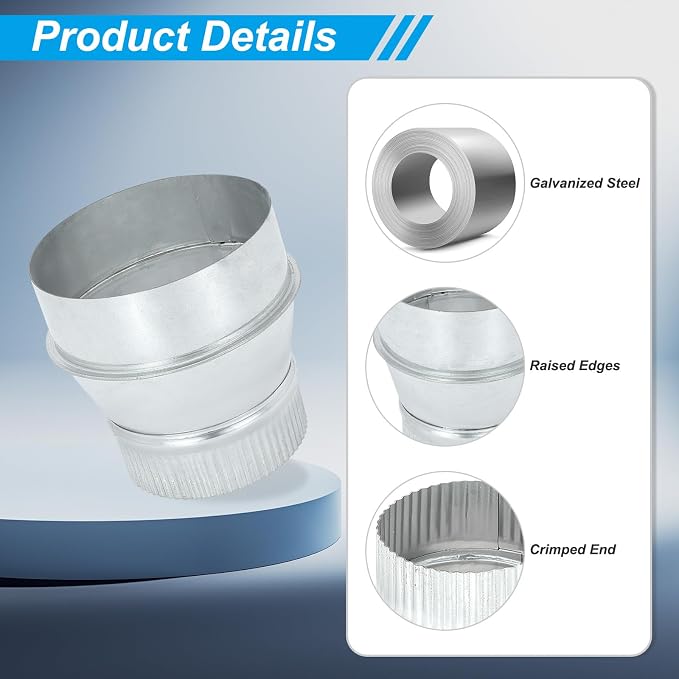 PATIKIL 5 Inch to 4 Inch Duct Reducer, Galvanized Steel Round Air Duct Reducer - Image 3
