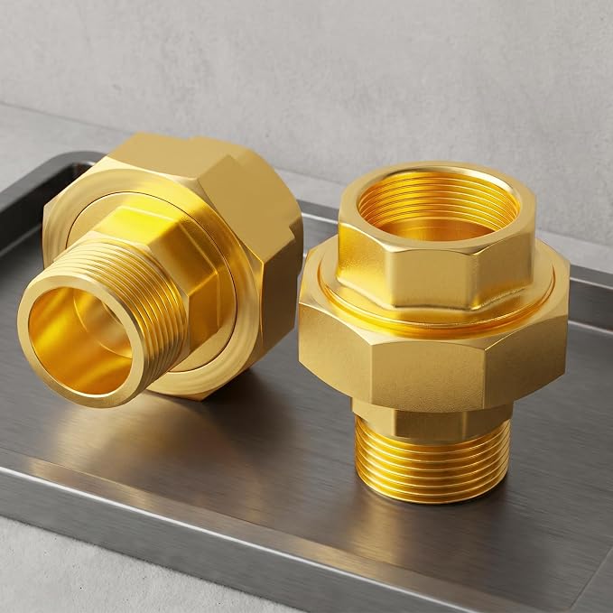 GASHER 1-1/2" NPT Brass Union Pipe Fitting | 1-1/2 Inch Male x 1-1/2 Inch - Image 8