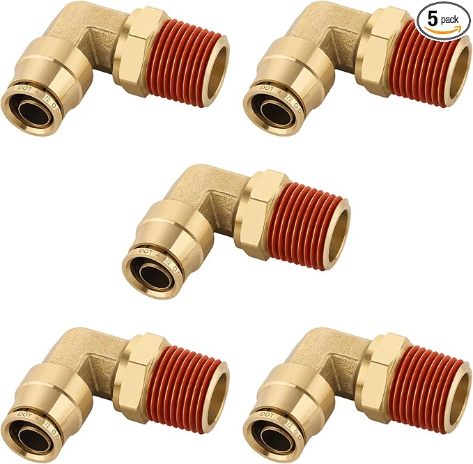 90° Swivel Male Elbow, 1/2" Tube x 1/2" NPT, DOT Approved 5PCS | by BOERAY