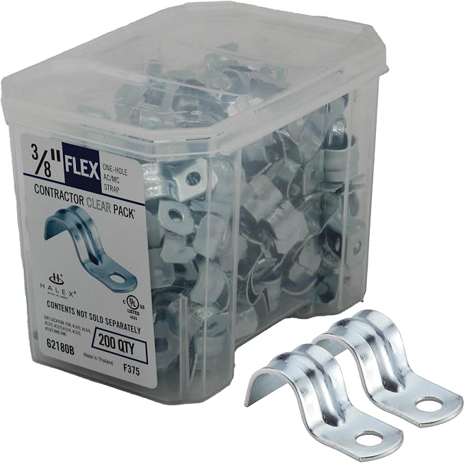 Halex 3/8 in. Flexible Metal Conduit Strap, One Hole, FMC AC MC metal conduit by Halex