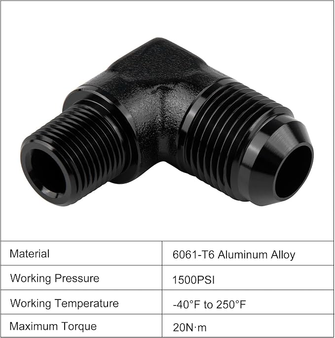 EVIL ENERGY 10AN to 3/8" NPT Male 90 Degree Fitting Adapter Aluminum 2PCS - Image 3