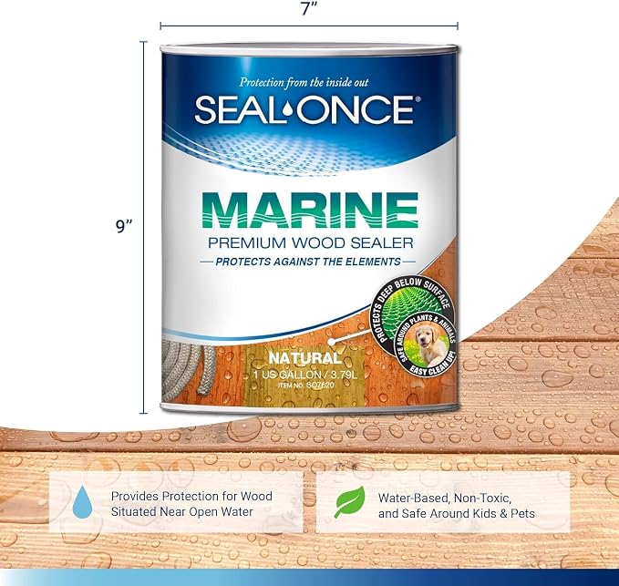 SEAL-ONCE Marine Ready Mix Wood Sealer and Stain, 2 Gallon | Penetrating - Image 7