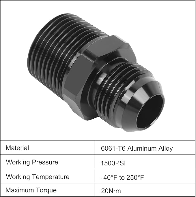 EVIL ENERGY 10AN Male Flare to 3/4" NPT Pipe Fitting Adapter Aluminum Straight - Image 3