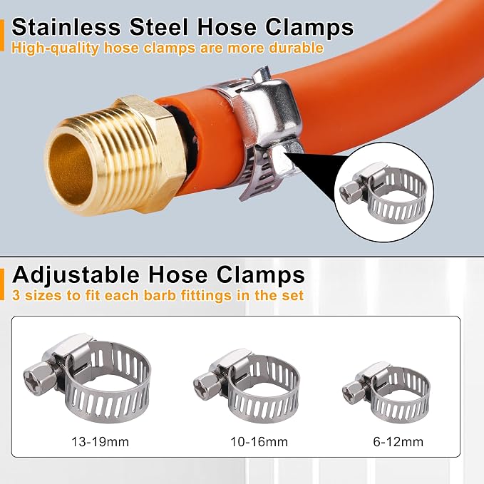 22Pcs Brass Hose Barb Fittings Male Pipe Adapter Kit - Image 4