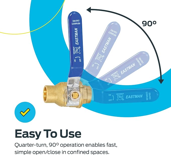 Eastman Heavy Duty Full Port Brass Ball Valve, 1/2 in Sweat x 1/2 in Sweat - Image 5