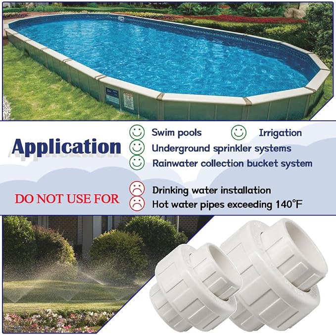 2PCS 1-1/2 Inch PVC Union Coupling Pipe Fittings - Image 6