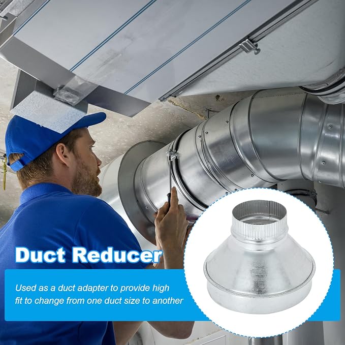 PATIKIL 8 Inch to 4 Inch Duct Reducer, Galvanized Steel Round Air Duct Reducer - Image 4