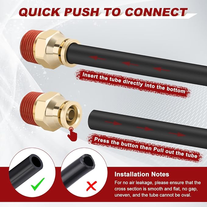 DOT Approved Male Straight Brass Union 3/8" Tube x 1/4" NPT, Quick Connect Union - Image 3