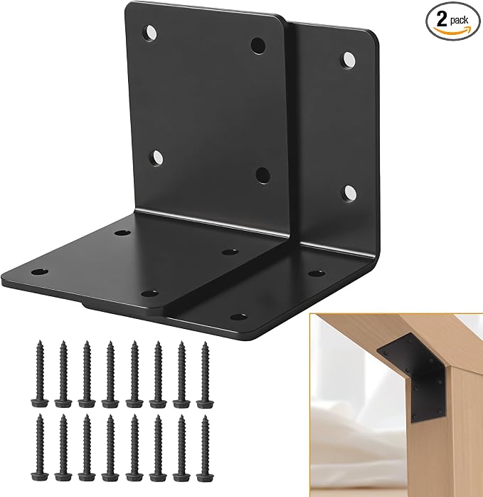 2-Pack L Right Angle Bracket 6" x 6" x 5" Heavy Duty Steel Corner Bracket | by JAVOUKA