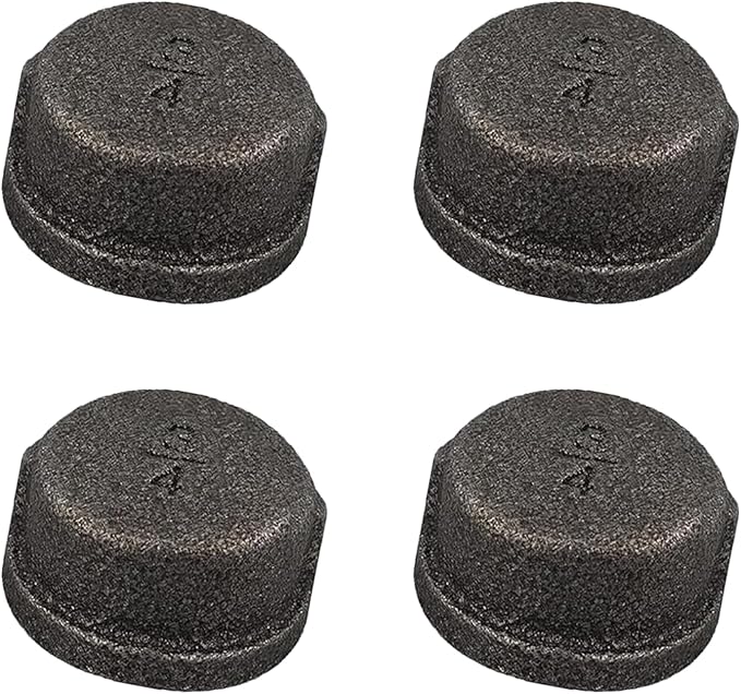 3/4 Inch Malleable Cast Iron Pipe Cap, DIY Steampunk Industrial Vintage Style by GIOKALRT