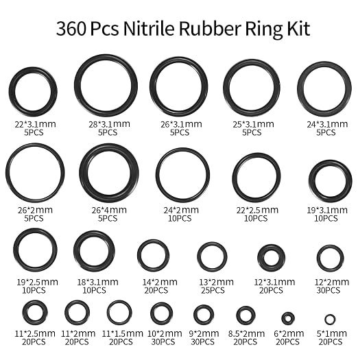 360 Pcs O Ring Assortment Kit, Rubber Washer Orings, Automotive, Air Gas - Image 2