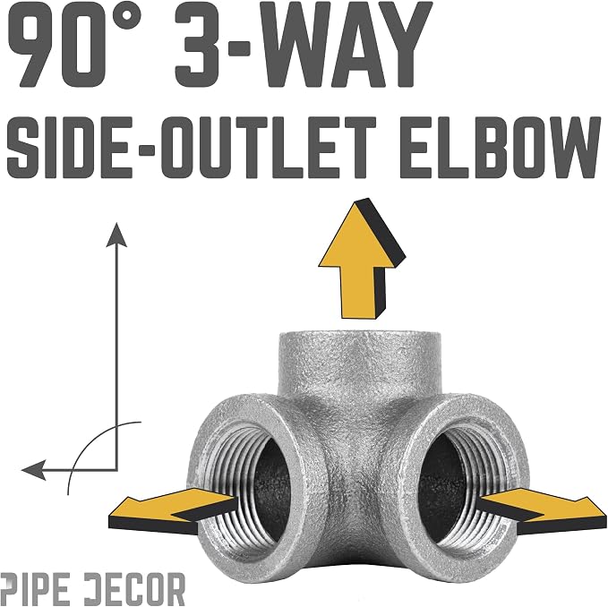 PIPE DECOR Side Outlet Elbow Fitting, 3/4 Inch, DIY Furniture, and Standard 3/4 - Image 4