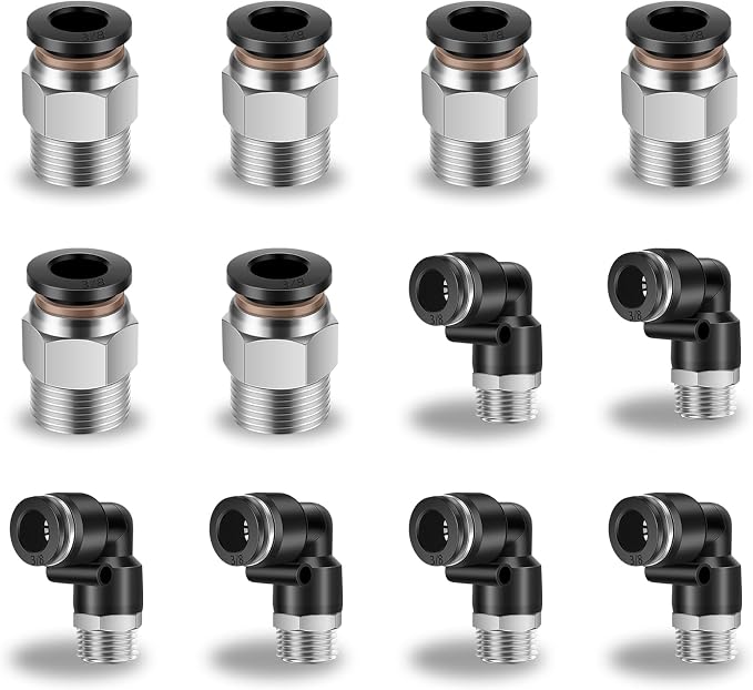 CNAODUN 12 Pcs Push to Connect Fittings 3/8 Inch Tube OD x 3/8 Inch NPT Thread by CNAODUN