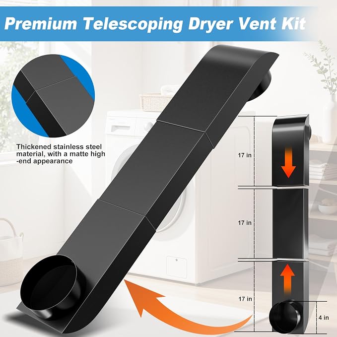 4" Upgraded Periscope Dryer Vent, 29-45" Adjustable Telescoping Dryer Vent Kit - Image 4