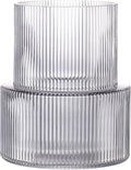 Black Glass Vase, Ribbed Glass Vase by YANWE