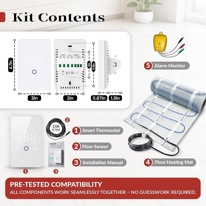 MAXKOSKO 60 sq ft Radiant Floor Heating System & Programmable Thermostat | 120V - Image 8