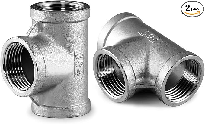 Beduan 2 PCS Stainless 1/8" Tee Female NPT T Shaped 3 Way Cast Pipe Fitting | by Beduan