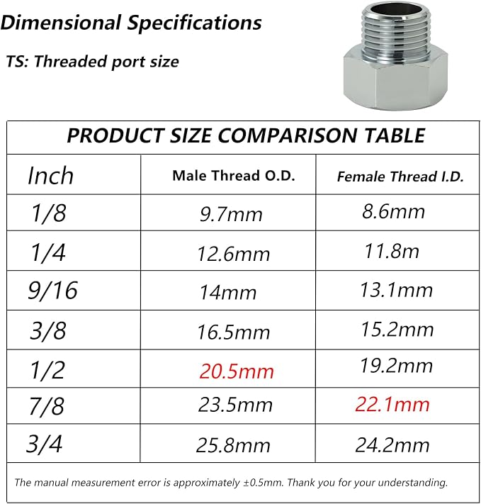 Brass 1/2"x7/8" Male-Female Adapter, 15/16" Splitter | Male-female extension - Image 2