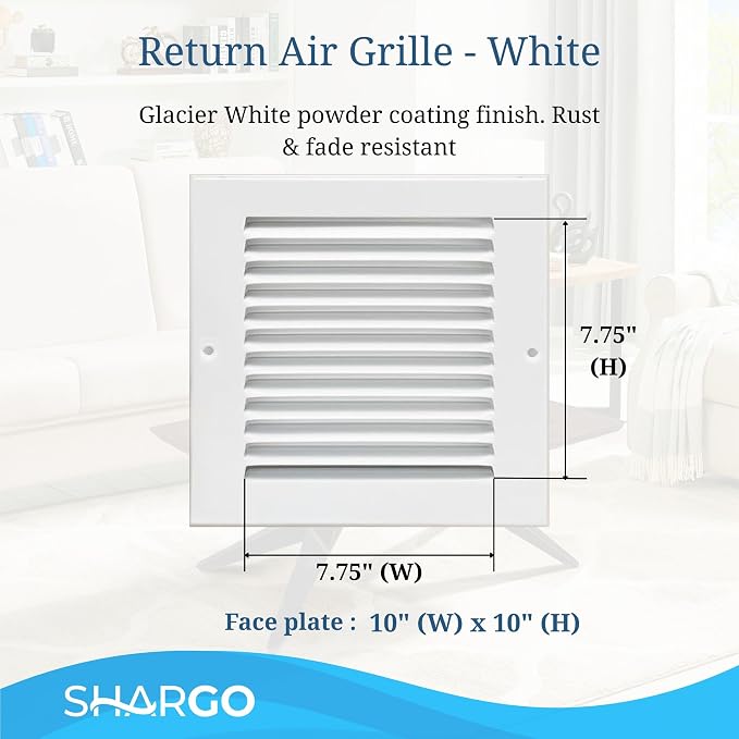 Fits 8x8 Duct Opening | Steel Return Air Grille by Sierra Grates | Vent Cover - Image 4