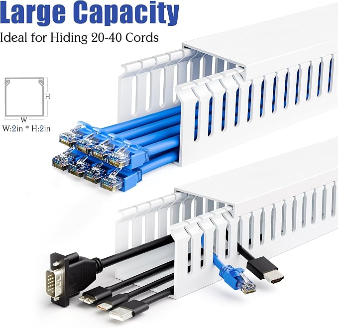 ZhiYo 2" H x 2" W Cable Raceway, Under Desk Wire Management Channel White | - Image 4
