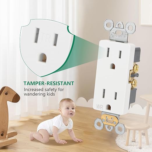 Wengart 15A Decorator Outlet, 15 Amp 125V Duplex Receptacle, Weather Resistant - Image 6