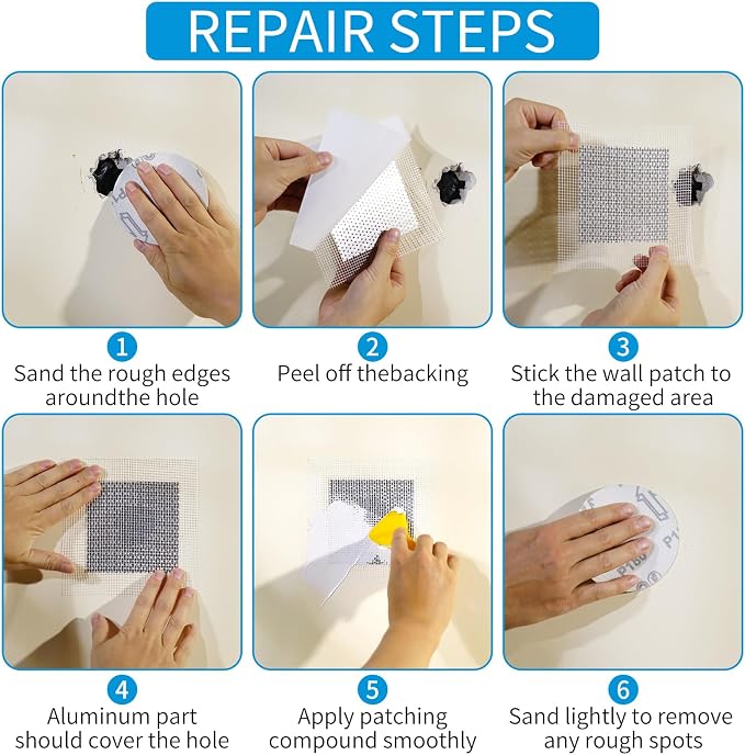 Drywall Repair Kit 20 Pack Aluminum Wall Repair Patch Kit, 2/4/6/8 inch Fiber - Image 6