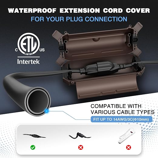 3 Pack Outdoor Extension Cord Waterproof Cover, - Image 2
