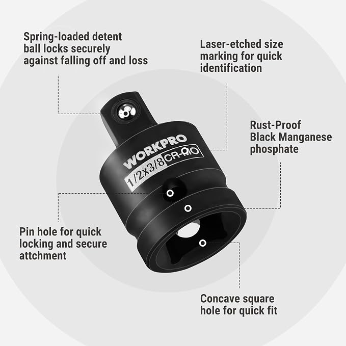 WORKPRO 8-PC Impact Socket Adapter Set - Image 4
