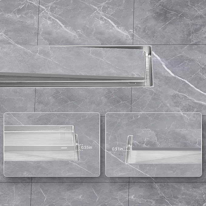 18 Inch Linear Shower Drain, Brushed Stainless Steel Rectangle Bathroom Tile - Image 4