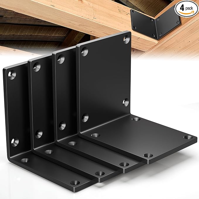 4 Pcs 8" X 8" X 6" Heavy Duty Steel L Angle Bracket by Dabolang