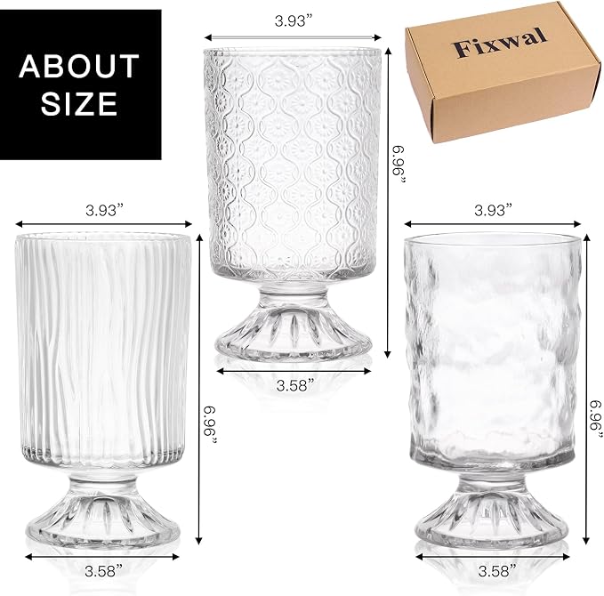 Fixwal Vases for Flowers Set of 3 Vintage Glass Vase for Centerpieces, Embossed - Image 2