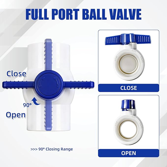 10 Pack 1inch PVC Ball Valves Full Port T-handle Water Shut-Off Valve NPT - Image 7