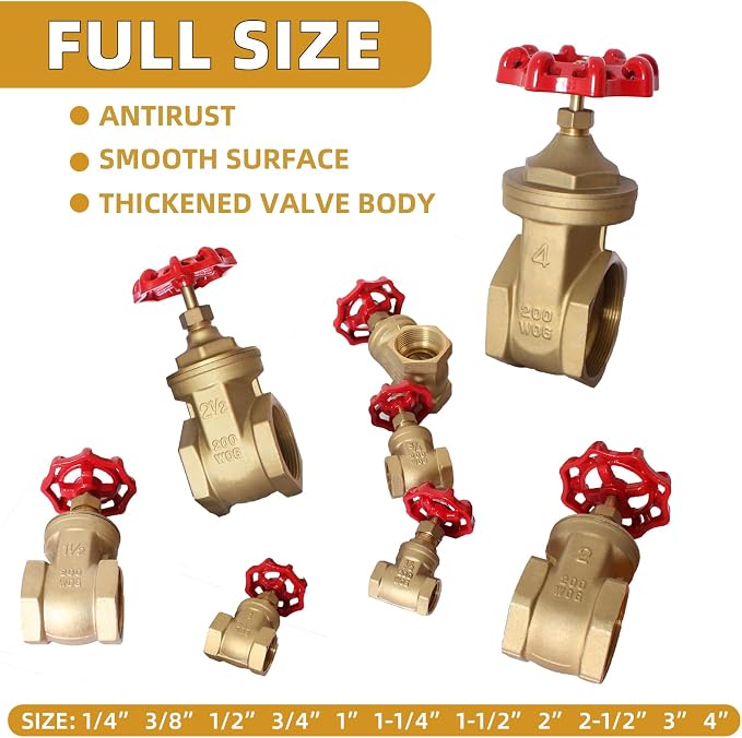 1-1/2" NPT Gate Valve, Heavy Duty Brass Female x Female Thread, DN40 | Manual - Image 7