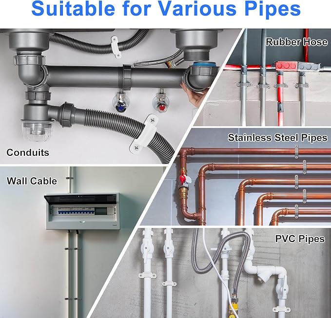 1 Inch PVC Pipe Strap, 2-Holes Conduit Pipe Clamps Plastic Pipe Supports - Image 6