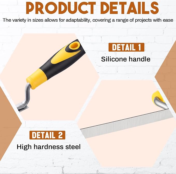 3 Pcs Pointer Trowel, 6-3/4" by 1/4", Rubber Handle | Professional Mortar - Image 3