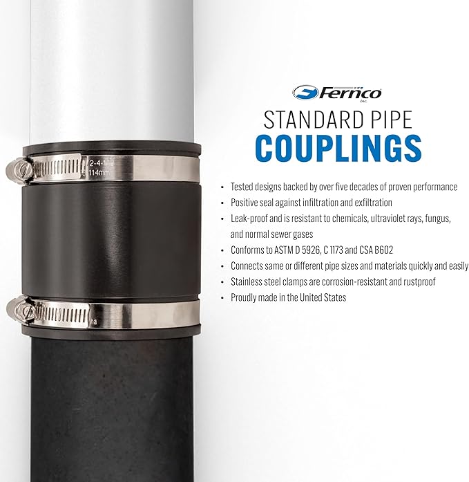 Fernco 4 In. x 4 In. Plastic to Plastic PVC Coupling - Image 6