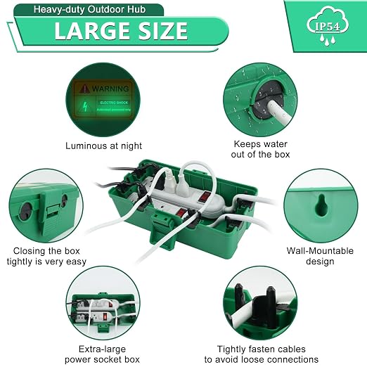 Green Outdoor Electrical Box, Waterproof Extension Cord Cover Weatherproof | - Image 5
