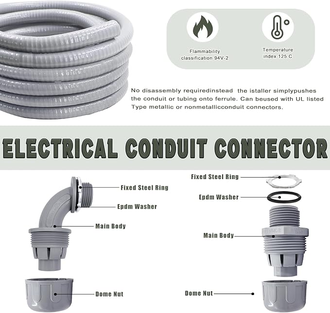 1 Inch 150 FT Non Metallic Liquid-Tight Conduit and Connector Kit - Image 4