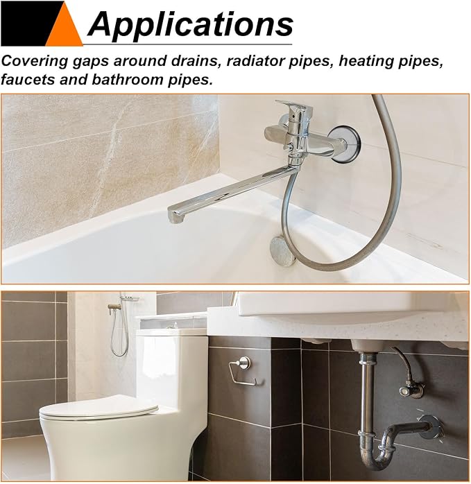 HARFINGTON 2pcs Wall Split Flange 44mm/1.7" Self-Adhesive Plumbing Cover Plates - Image 7