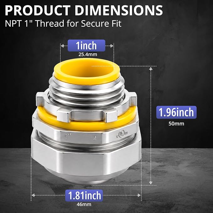 1" Liquid Tight Connector Straight, corrosion resistant, watertight seal - Image 2