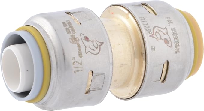SharkBite Max 1/2 Inch Polybutylene Transition Coupling, Push to Connect Brass by SharkBite