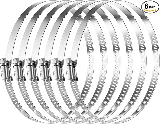 MIAHART 6 inch Hose Clamp Adjustable 304 Stainless Steel Duct Clamps Worm Gear by MIAHART