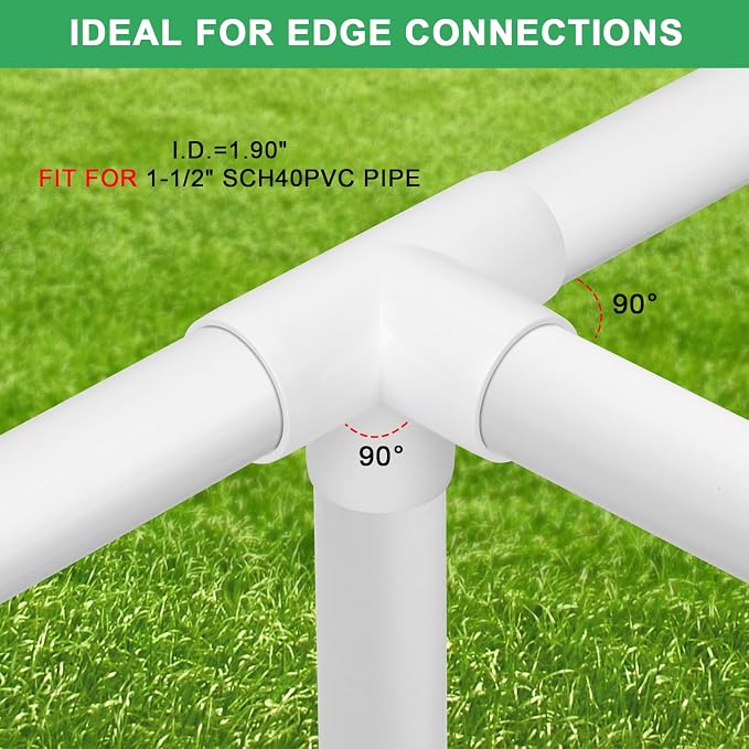 4Pack 1-1/2IN 4-Way PVC Pipe Fittings SCH40 Furniture Grade 1.50”PVC Elbow - Image 3