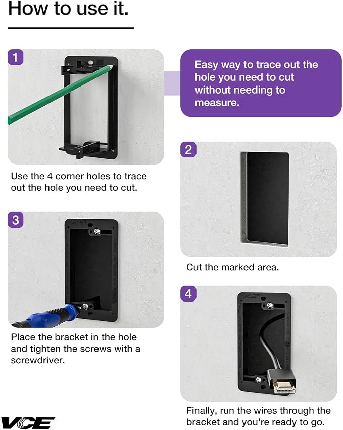 VCELINK Low Voltage Mounting Bracket, Flush Low Voltage Box, Flush Mount - Image 4