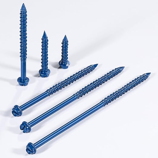 Wensilon 3/16" * 3-3/4" Slotted Hex Concrete Screws Anchor Blue Hexagon Head - Image 5