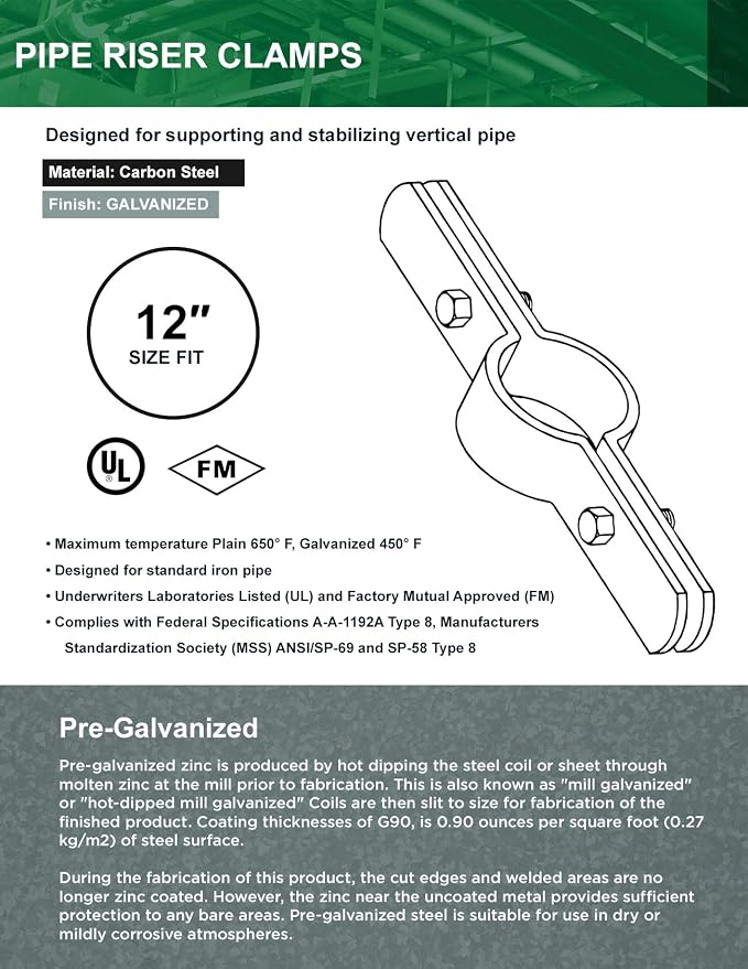 Highcraft DMST-H012 Riser Clamp; Vertical Pipe Hanger - Image 7