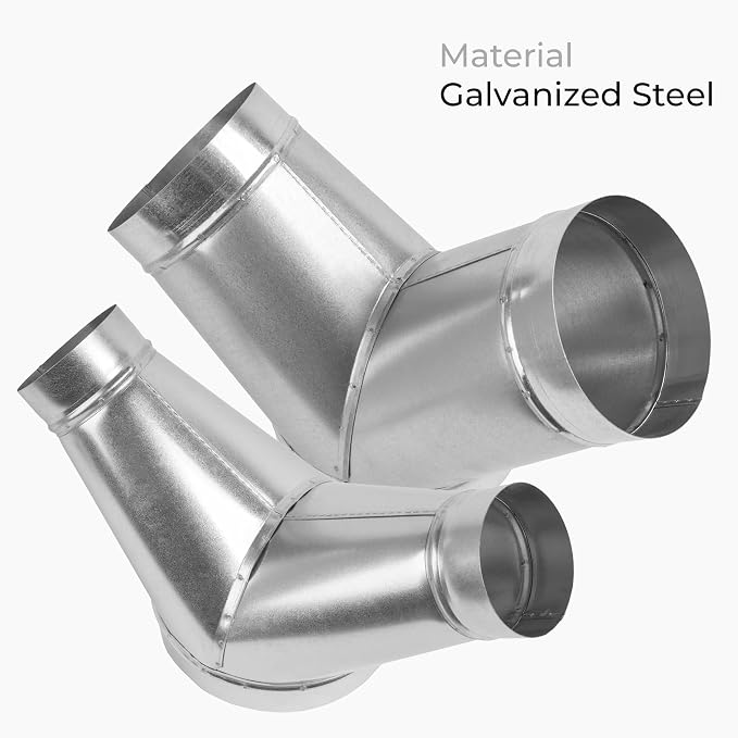 45° Degree Ø8 x 6 x 6 Inch Y Shape Duct Splitter - Image 5